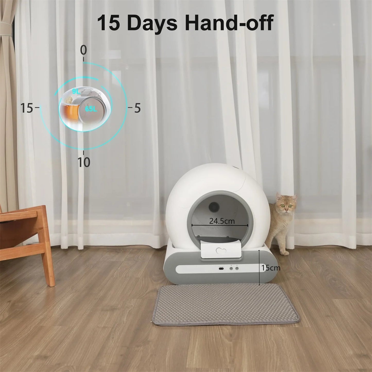 Automatic Self-Cleaning Cat Litter Box with App Control