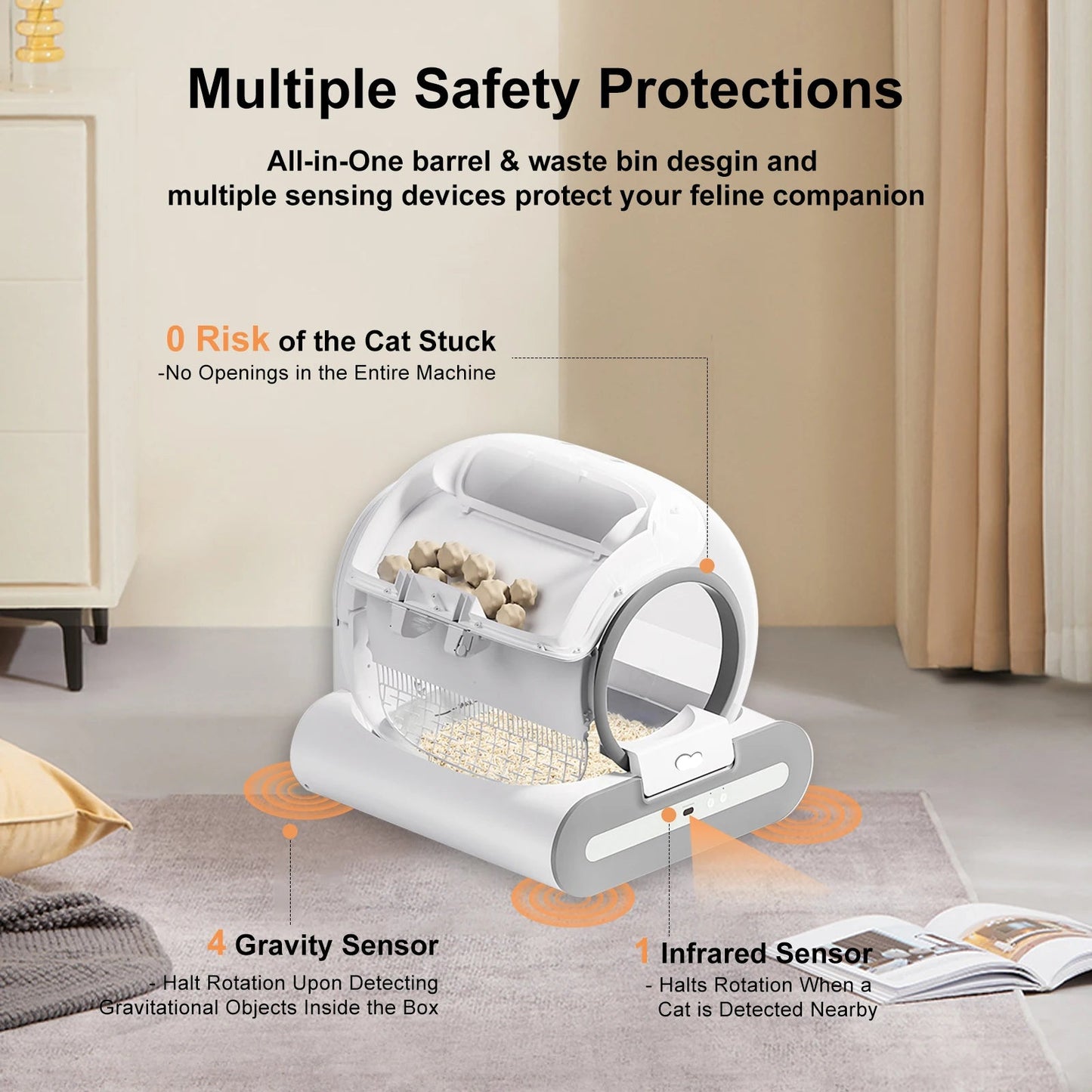 Automatic Self-Cleaning Cat Litter Box with App Control